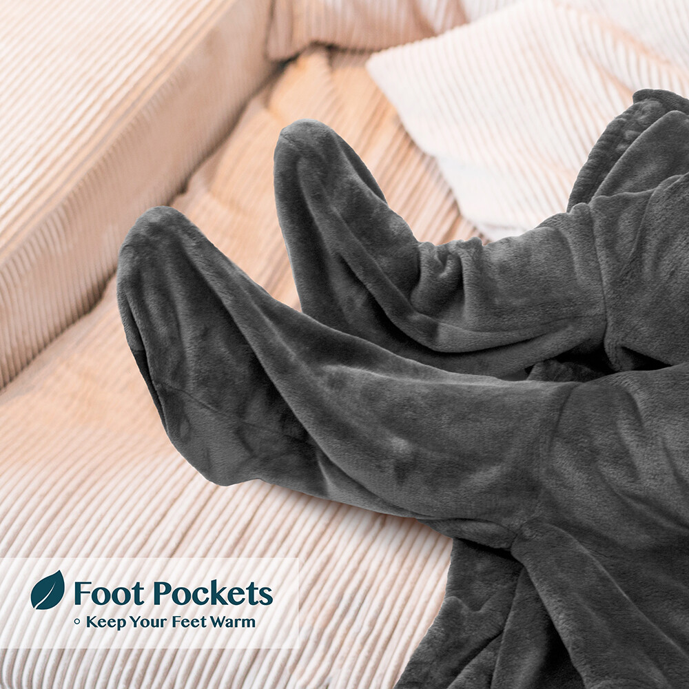 Fleece Wearable Blanket With Sleeves Foot Pocket Plush Microfiber TV Nap Gift gallery