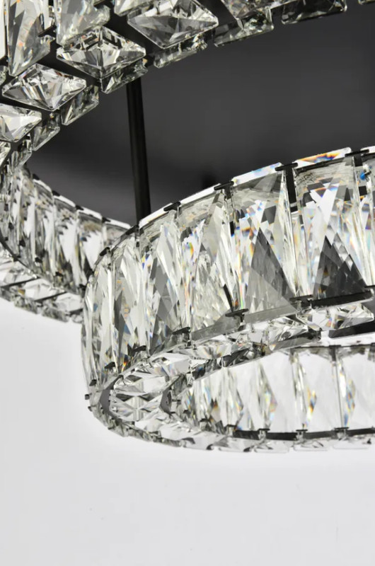 Chandelier Crystal Flush Mount LED Light Fixture Black Hallway Foyer Dining Room gallery