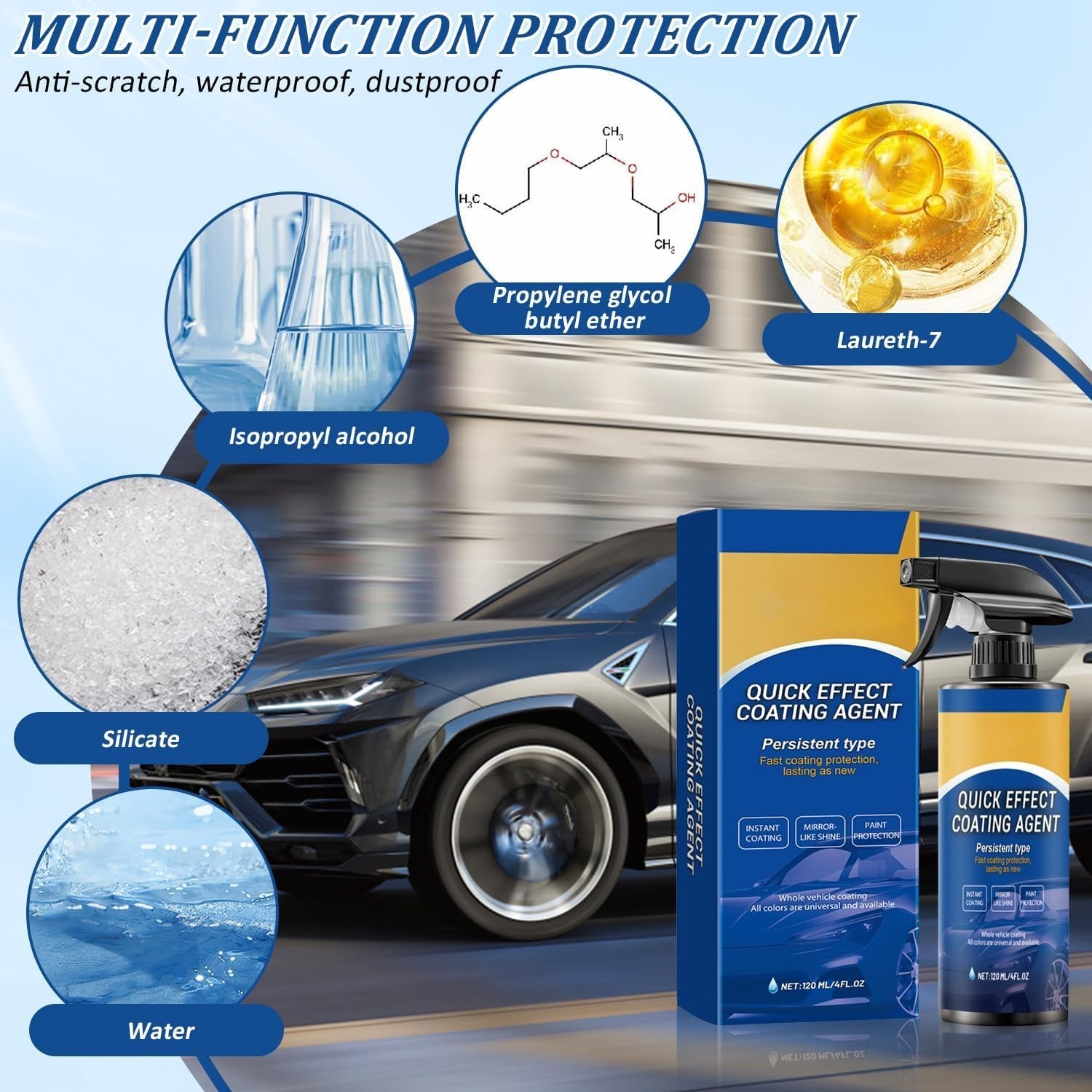 Quick Effect Car Coating Spray 2 Pack, Waterless Wash Polish, Paint Protection gallery