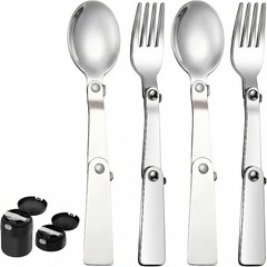 2pcs Folding Spoon & Fork Set Compatible with Thermos Stainless King Travel
