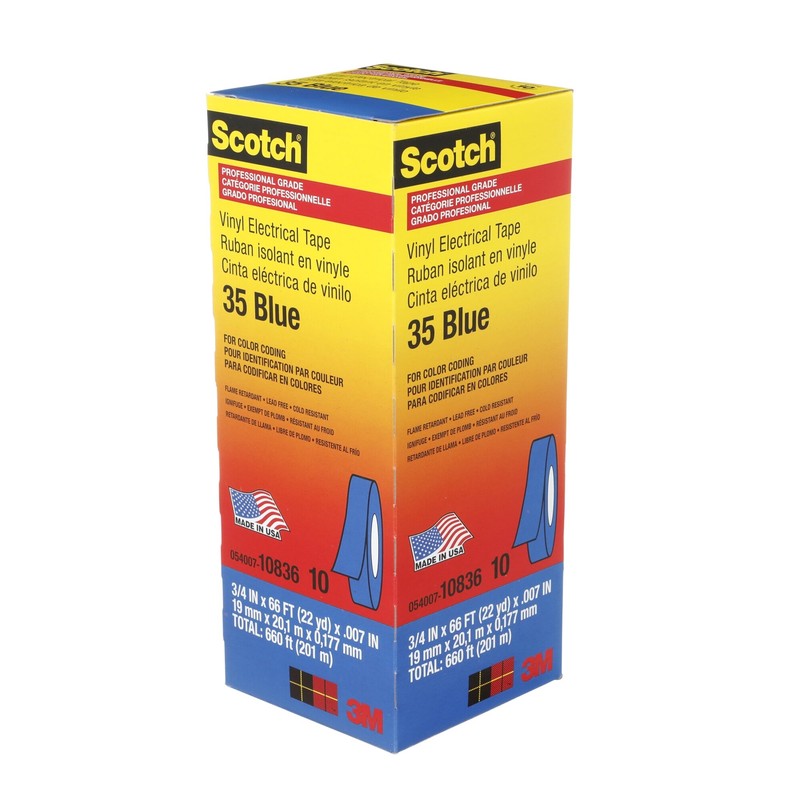 Scotch® Vinyl Color Coding Electrical Tape 35, 3/4 in x 66 ft, Blue gallery