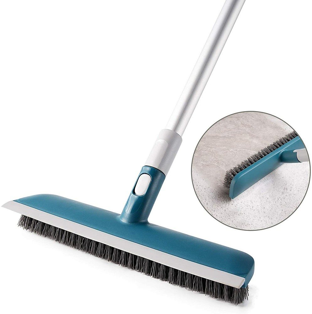 Floor Scrub Deck Brush Push Broom Stiff Bristle 37"-51" Handle