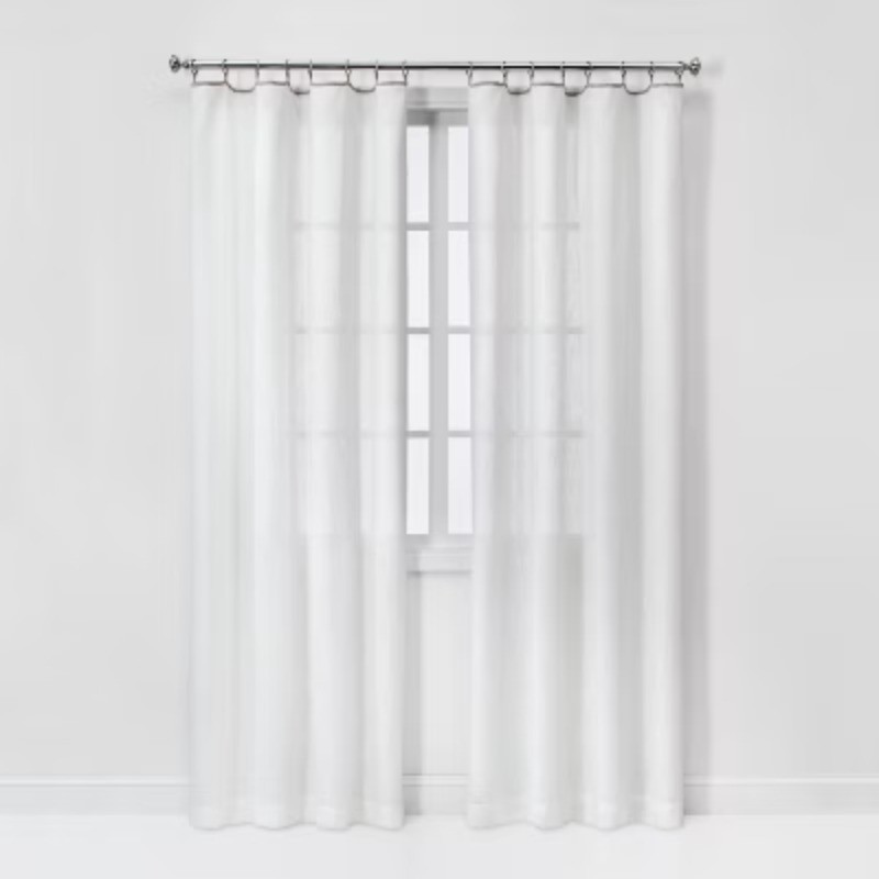 54"x84" Sheer Contrast Edge Window Curtain Panel White/Light Brown gallery