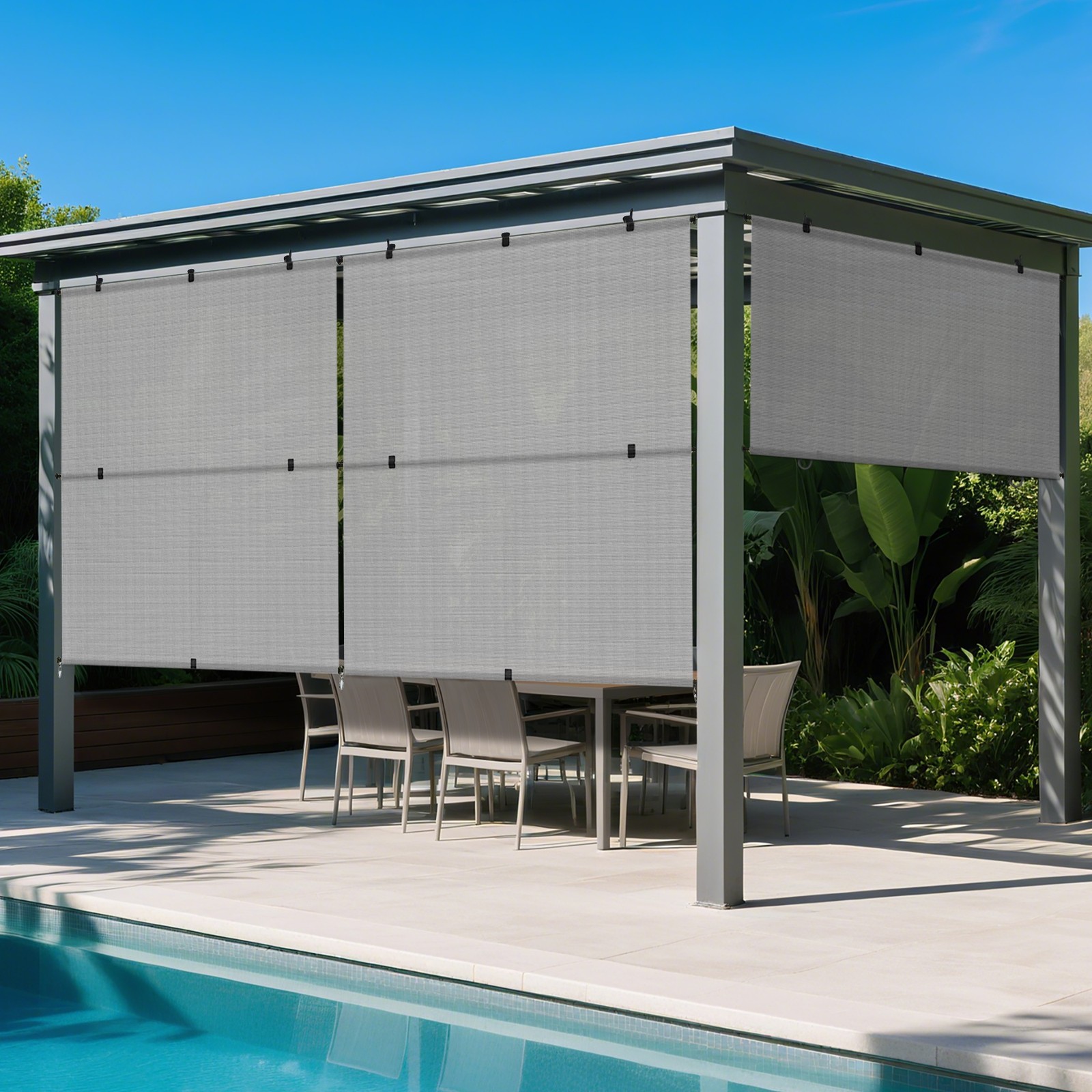 Foldable Sun Shade Curtain Roll up Shade Roller Shade Patio Porch Gazebo Pergola gallery