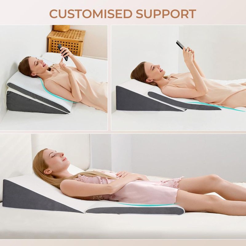 2-Pack Adjustable Wedge Pillow for Sleep Apnea & Back Pain, Memory Foam Triangle gallery