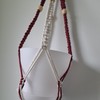 Macrame Plant Hanger, Beige, Maroon, 26", Metal, Cotton, Wood Beads, Handmade gallery