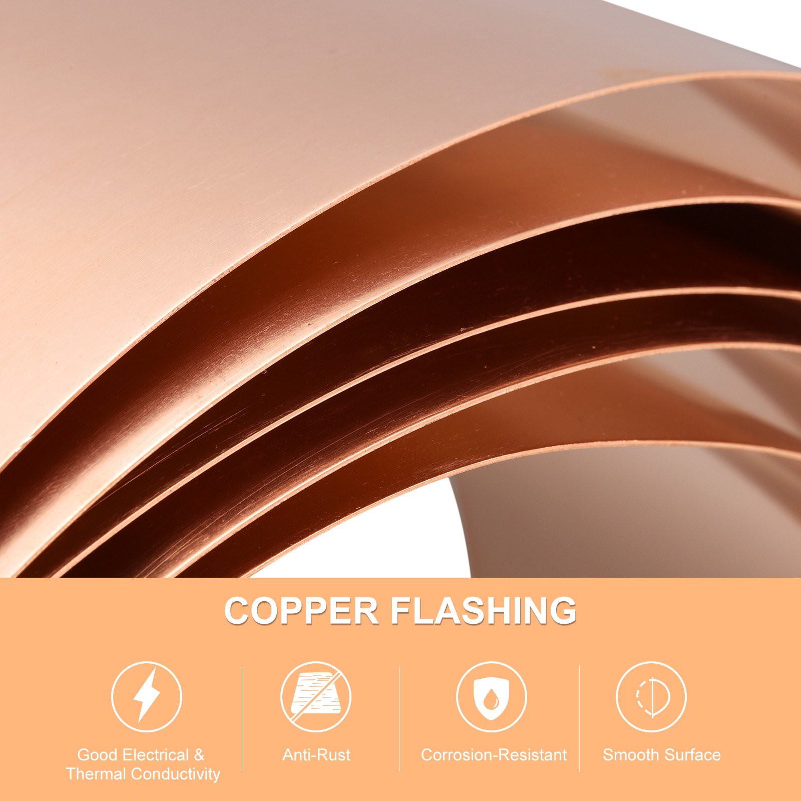 Copper Sheet Roll Strip Flashing Metal Foil Plate 3500mm x 300mm x 0.05mm gallery
