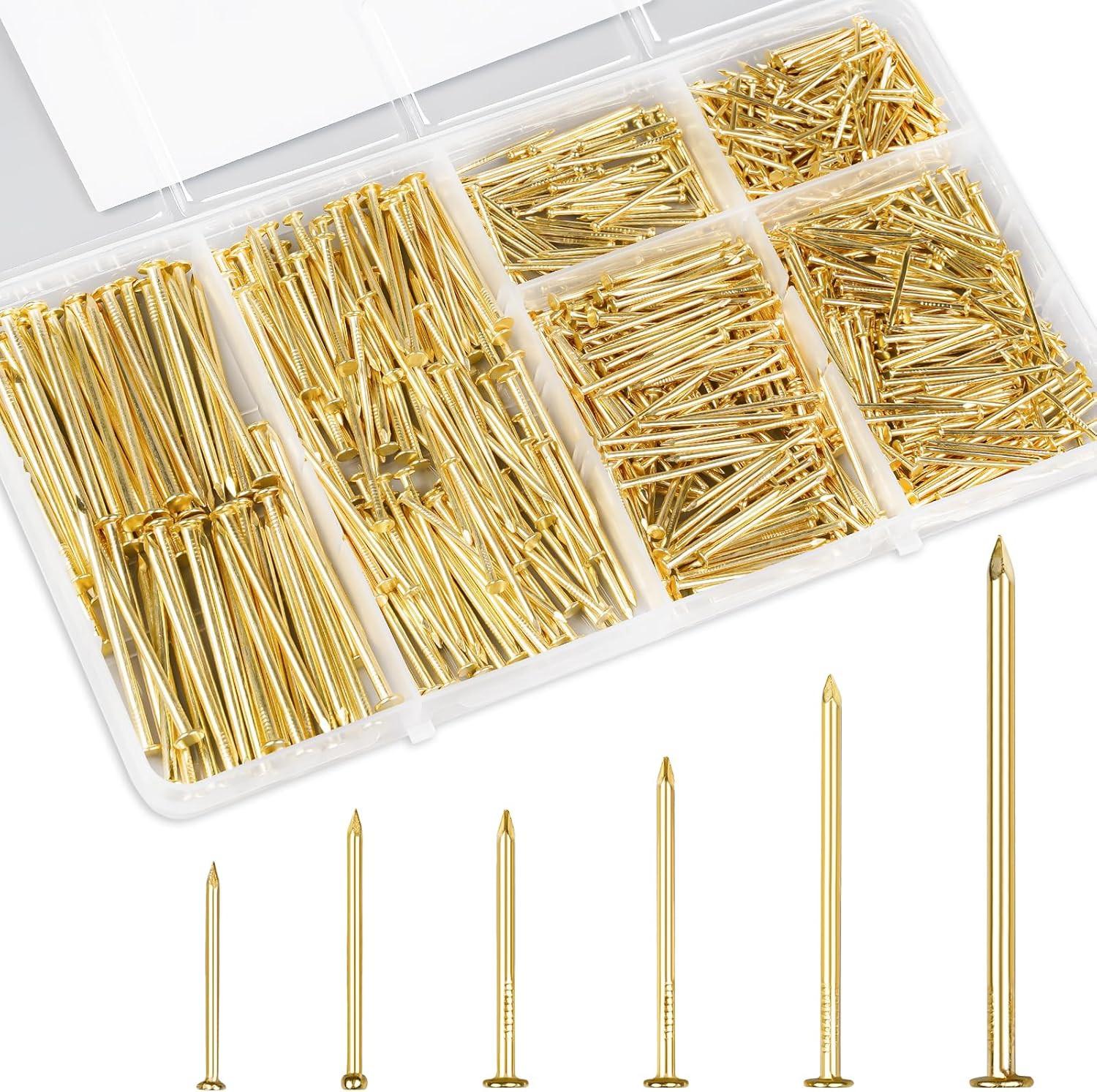 Gold Picture Hanging Nails Assortment Kit, 700 Pcs Wall Hanging Set for Frame, A gallery