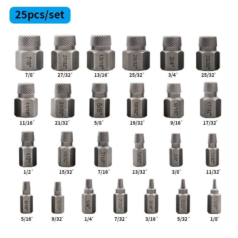 Multi-Spline Screw Extractor Set Hex Head Bit Socket Wrench Bolt Remover 25Pcs gallery