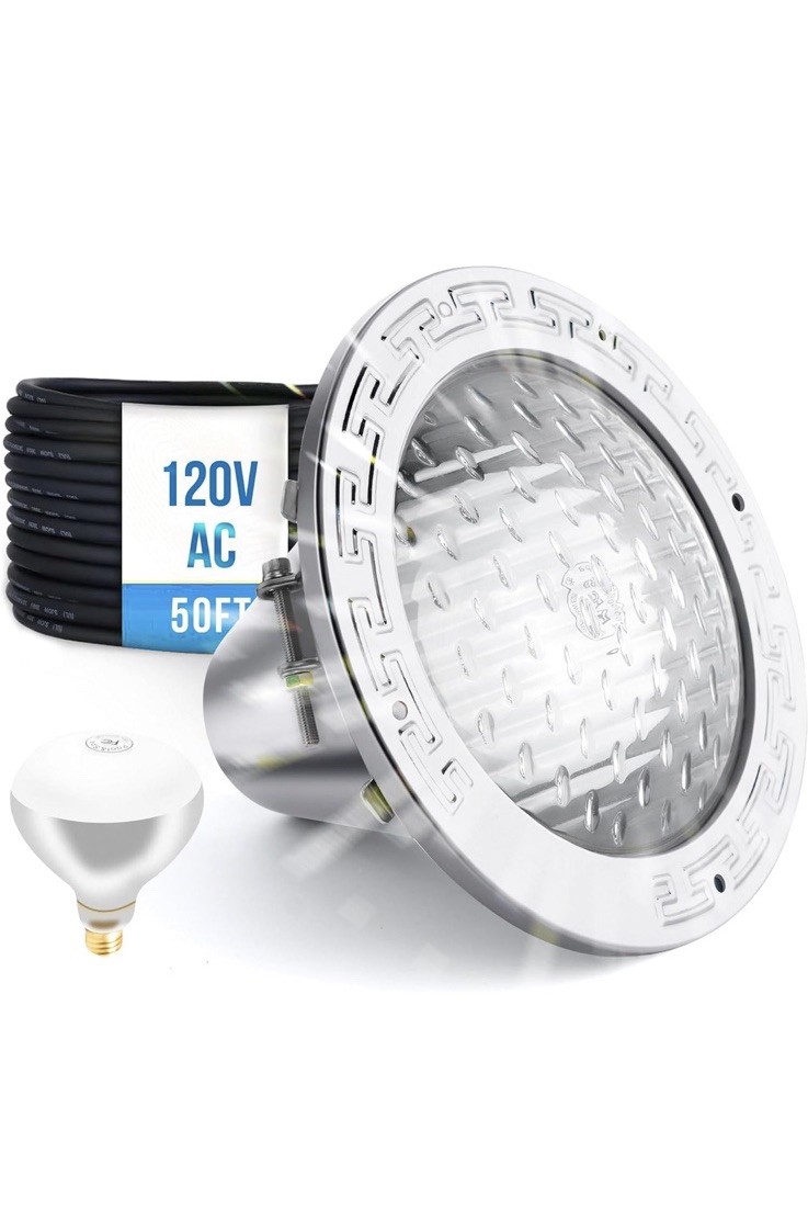 120V 10-Inch Waterproof Pool Light for Inground Pools IP68 Rated W/ 2 Bulbs gallery