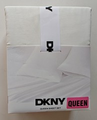 DKNY Sheet Set QUEEN Solid White Plain Easy Care 17″ Deep Fit Polyester Pre-Wash