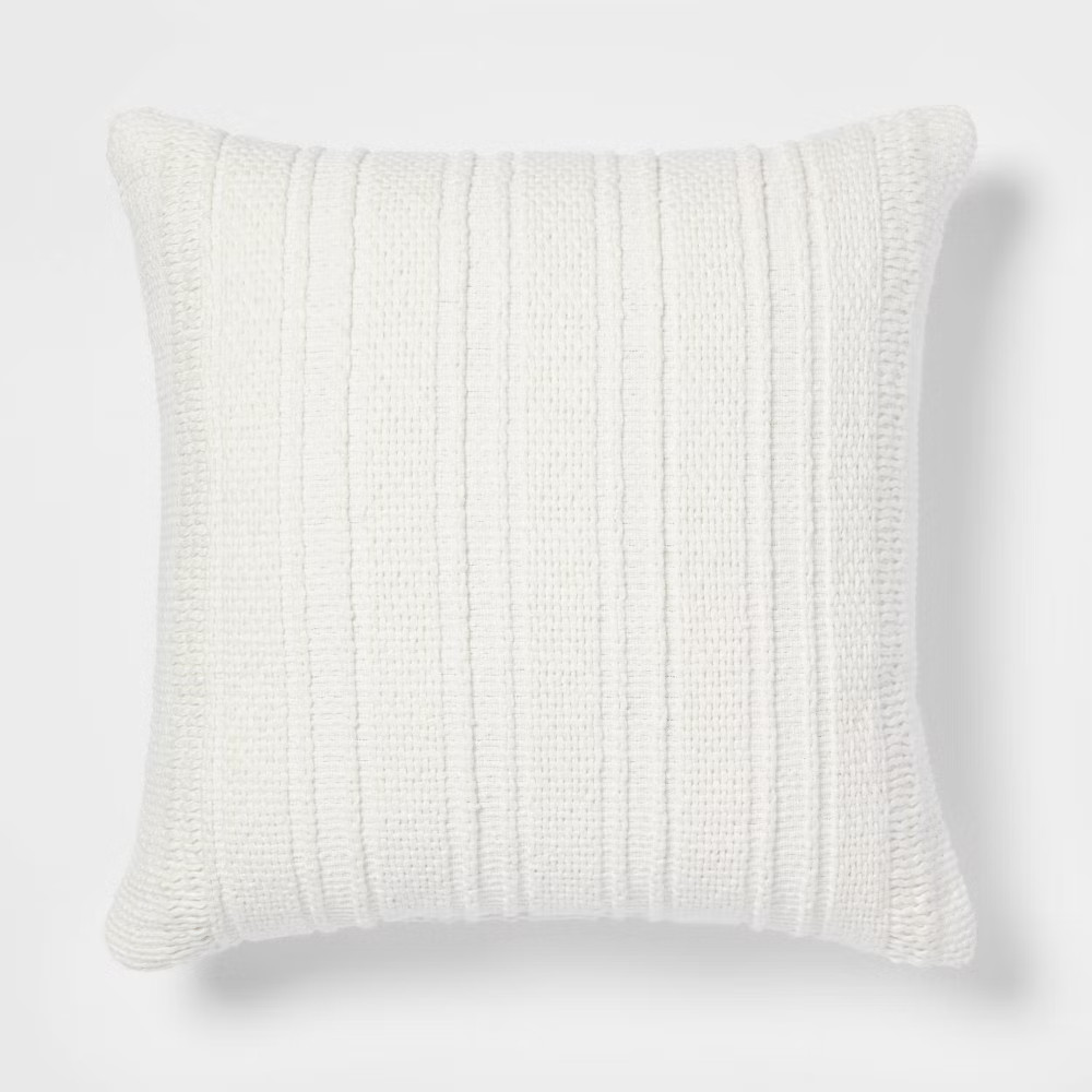Oversized Textural Woven Square Throw Pillow Cream - Threshold gallery