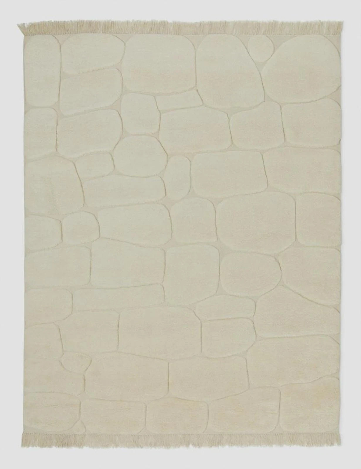 Hand Knotted Wool Rug | Beige Stone Pattern, Textured High-Low Pile 8x10| living gallery