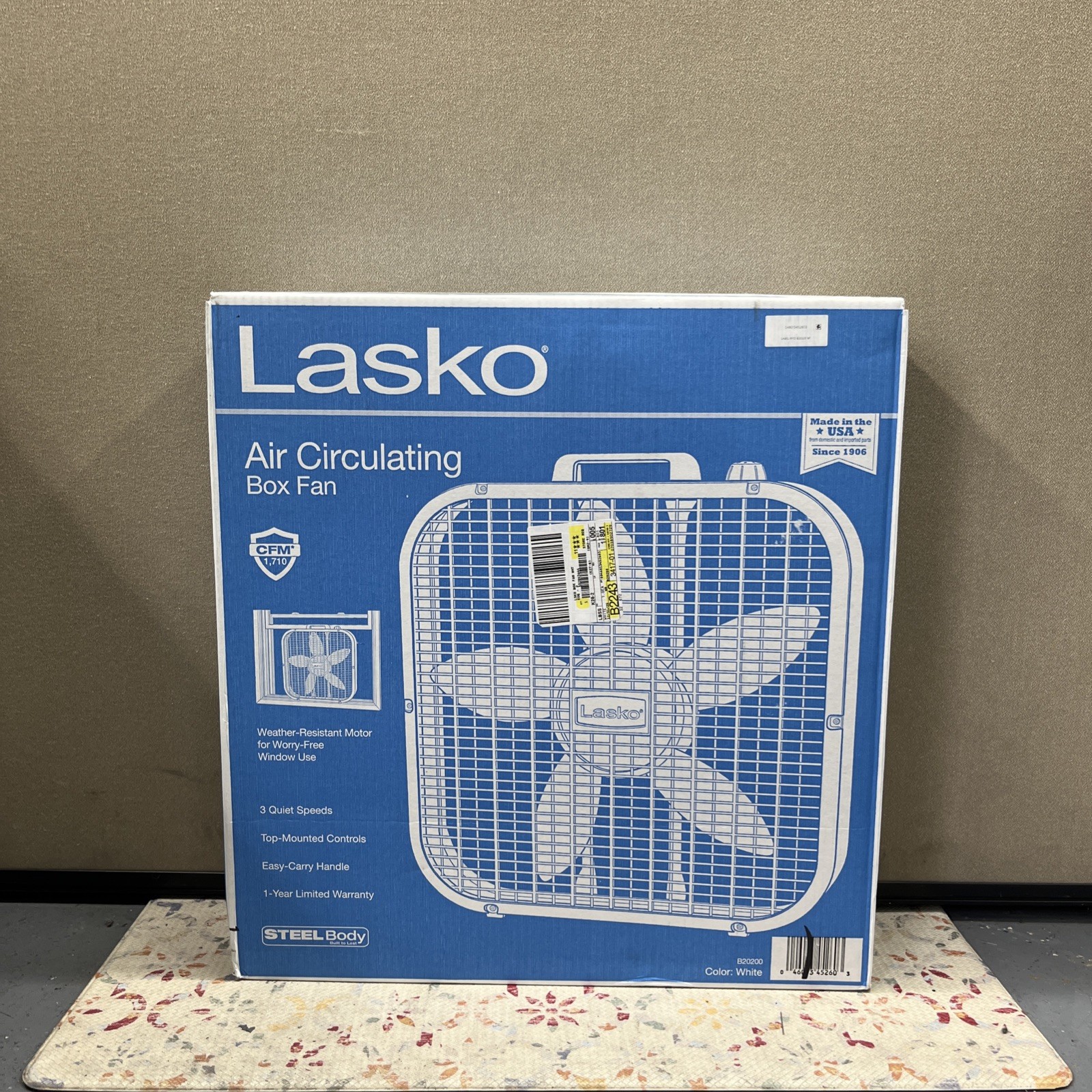 Lasko Air Circulating Box Fan, 3 Quiet Speeds Blanco gallery