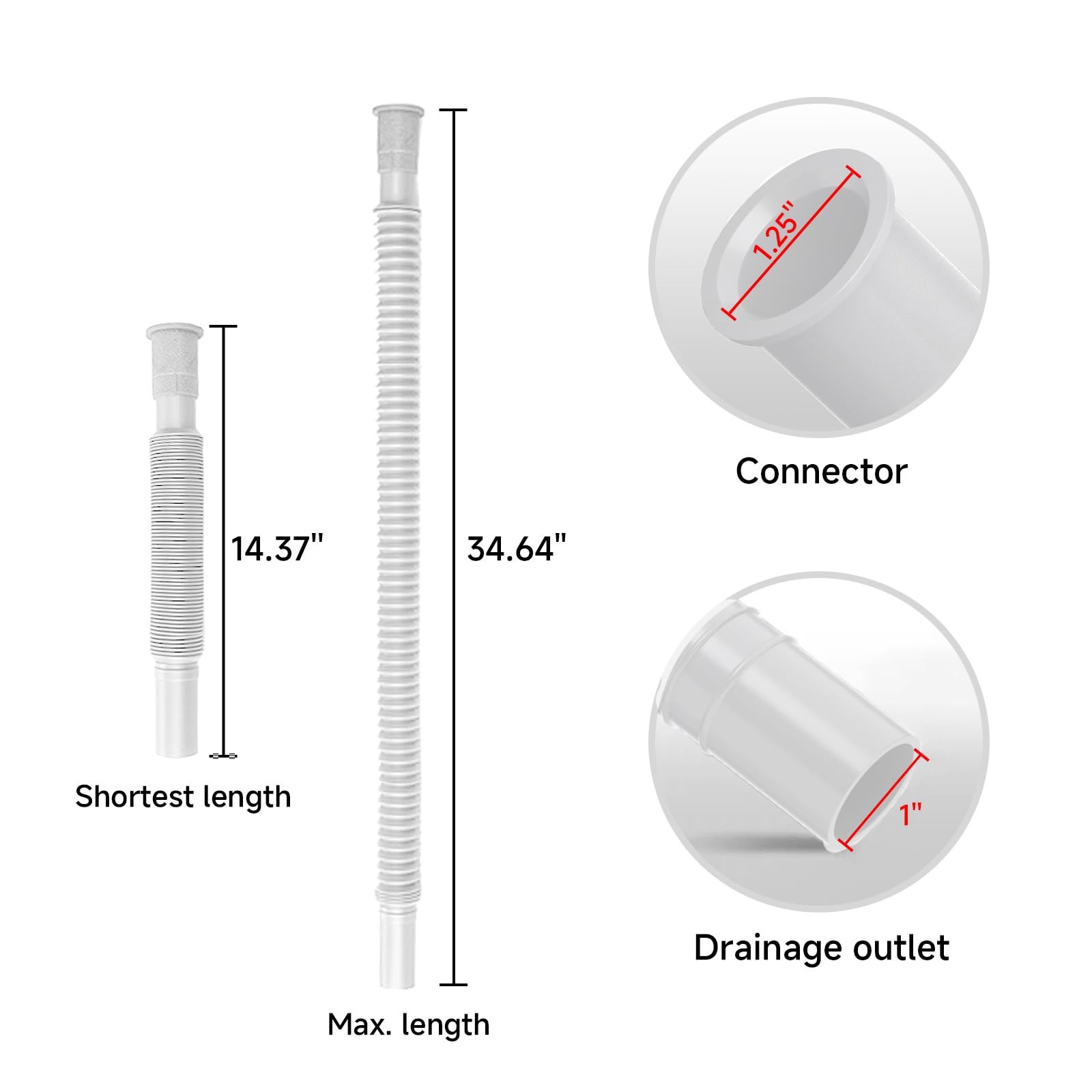 YIOVVOM 1-1/4 Inch Angle Simple Flexible and 14.1-34.6 inches, White gallery