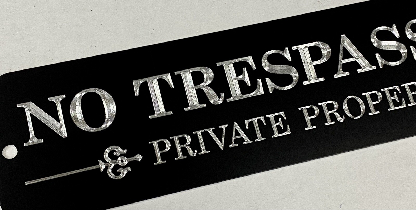 Engraved No Trespassing Private Property Diamond Etched Aluminum Metal 12x3 Sign gallery