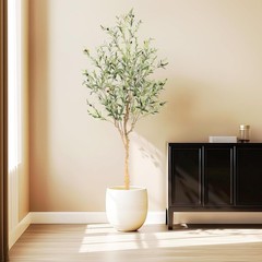 Nearly Natural Artificial Indoor Silk Faux Olive Tree for Home and Office Decor