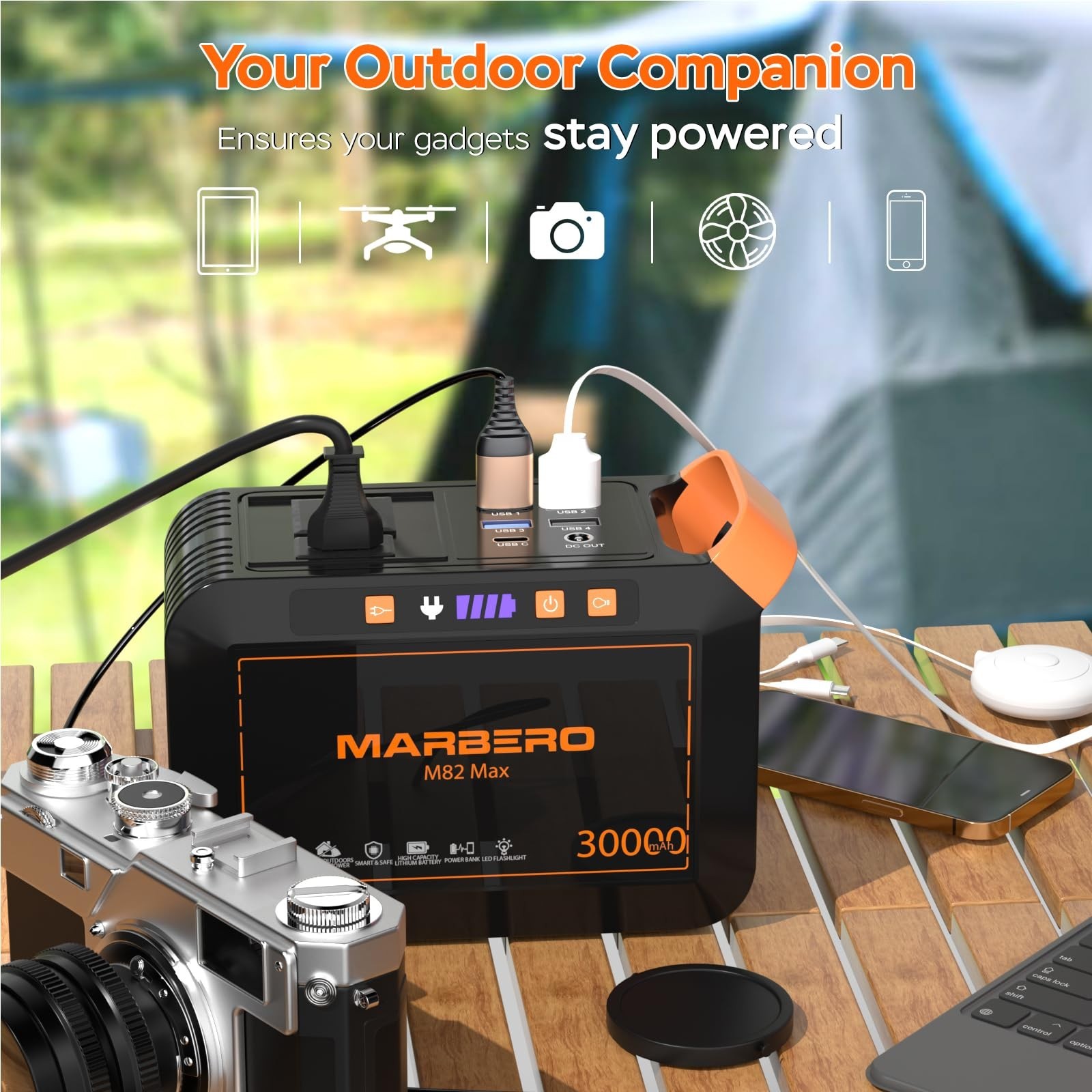 MARBERO Solar Generator 111Wh Portable Power Station with Solar Panel 30W Includ gallery