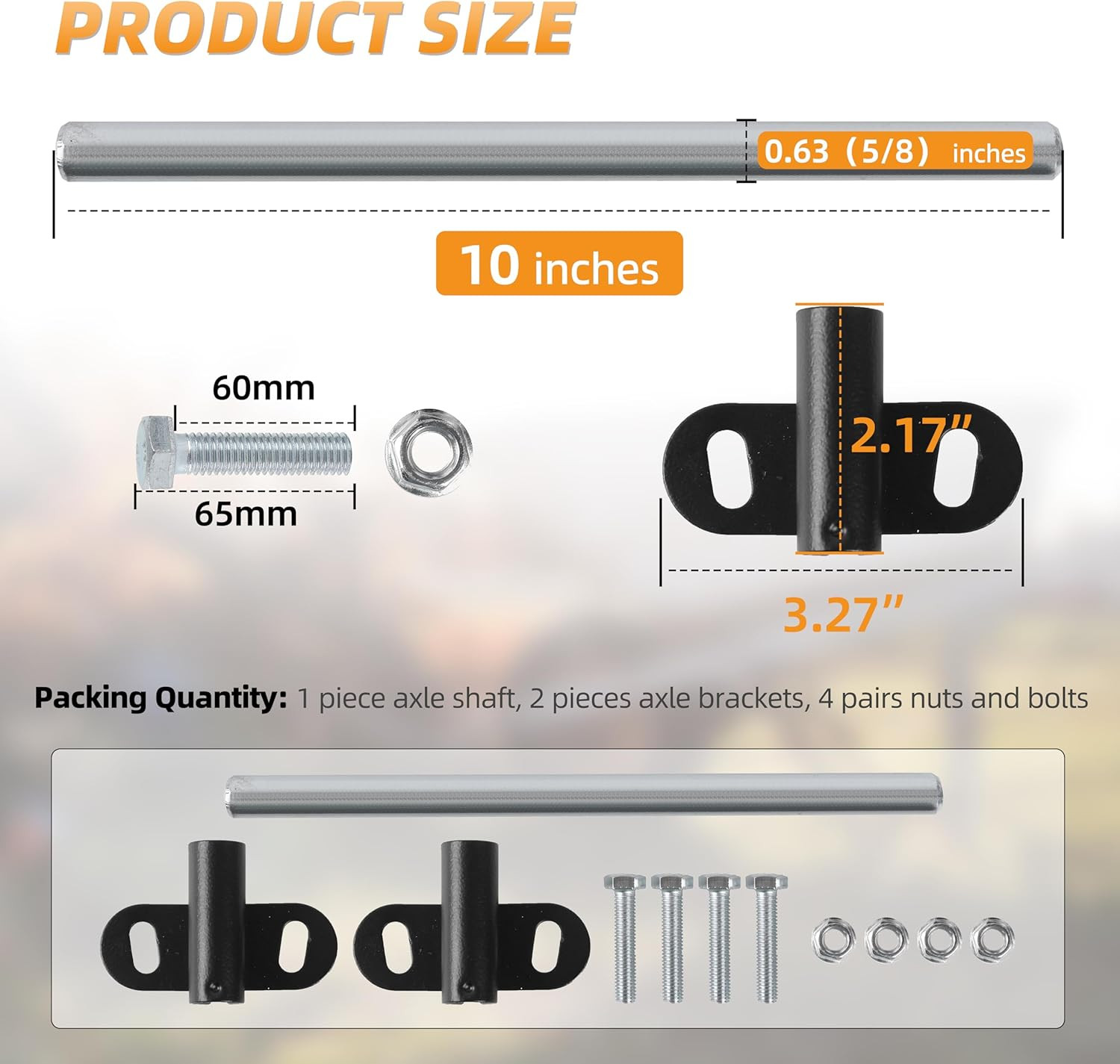 Wheelbarrow Axle Bracket Set 10 Inch Shaft 5/8 Axle Hardware 1 Set gallery