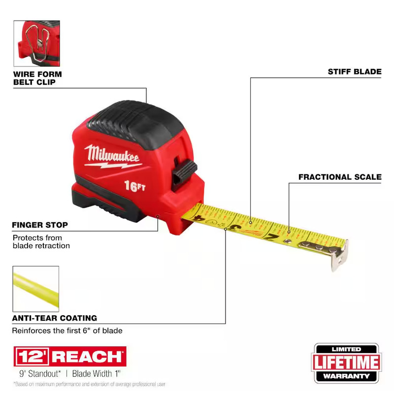 16 Ft. Compact Tape Measure with Fractional Scale gallery