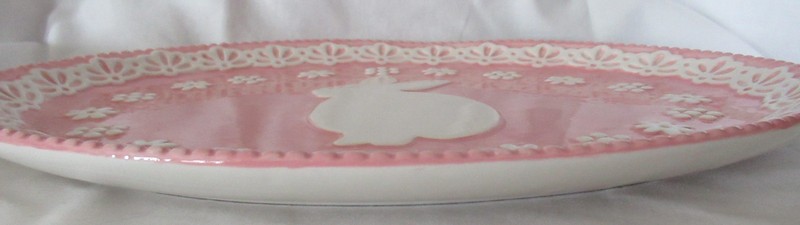 Pfaltzgraff EASTER Bunny Oval Serving Dish ceramic pink white hand wash only gallery