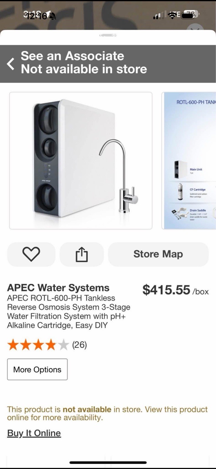 APEC ROTL-600 Tankless Reverse Osmosis Water Filtration System 3 Stage Filter gallery