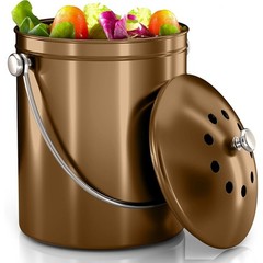Stainless Steel Compost Bin Kitchen Countertop Odorless Easy Clean Durable New
