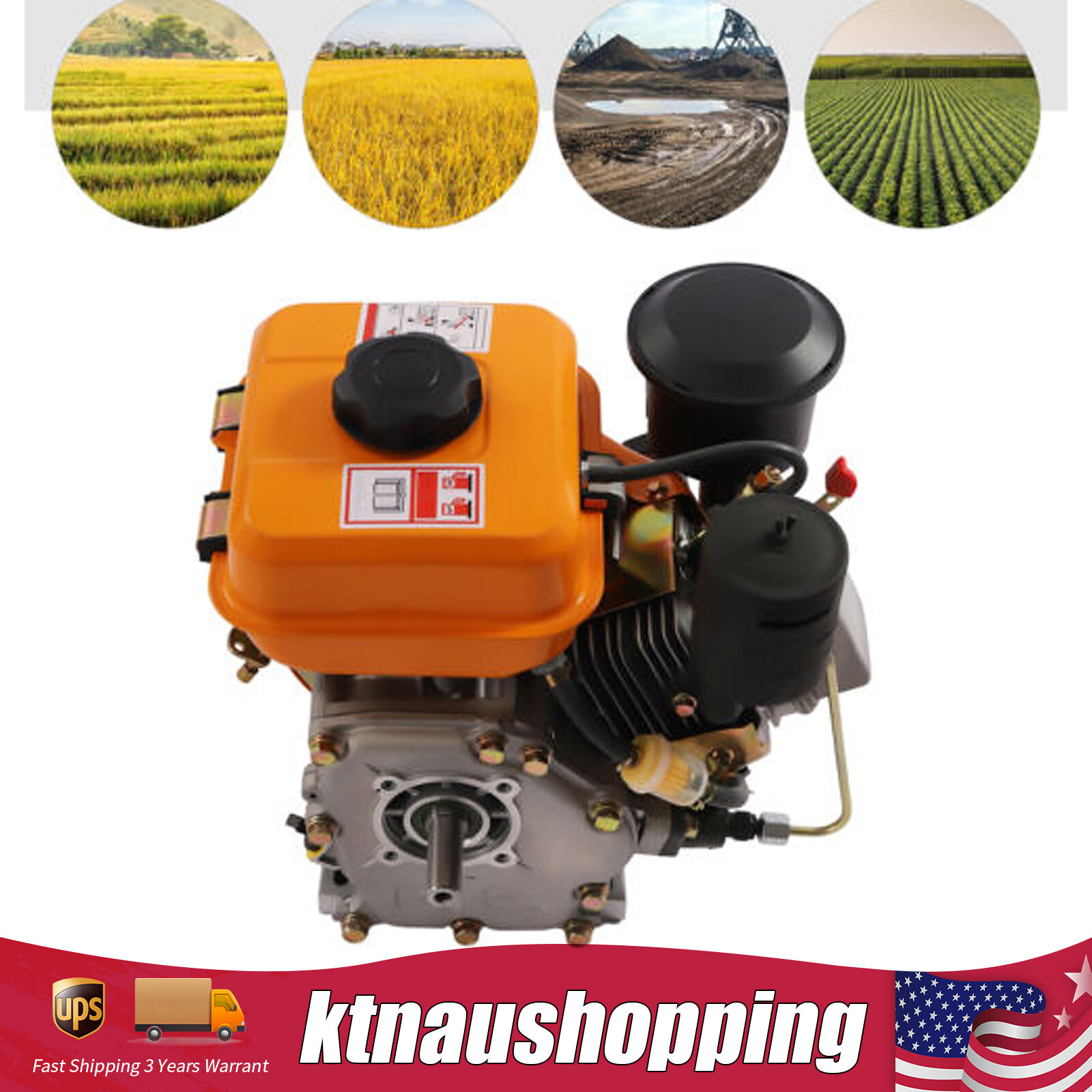 Diesel Engine Hand Recoil Single Cylinder For Small Agricultural Machinery 196CC gallery