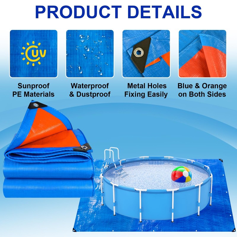 17FT Double Sided Pool Floor Mat - Square Pool Liner Pool Pads for Above Grou... gallery
