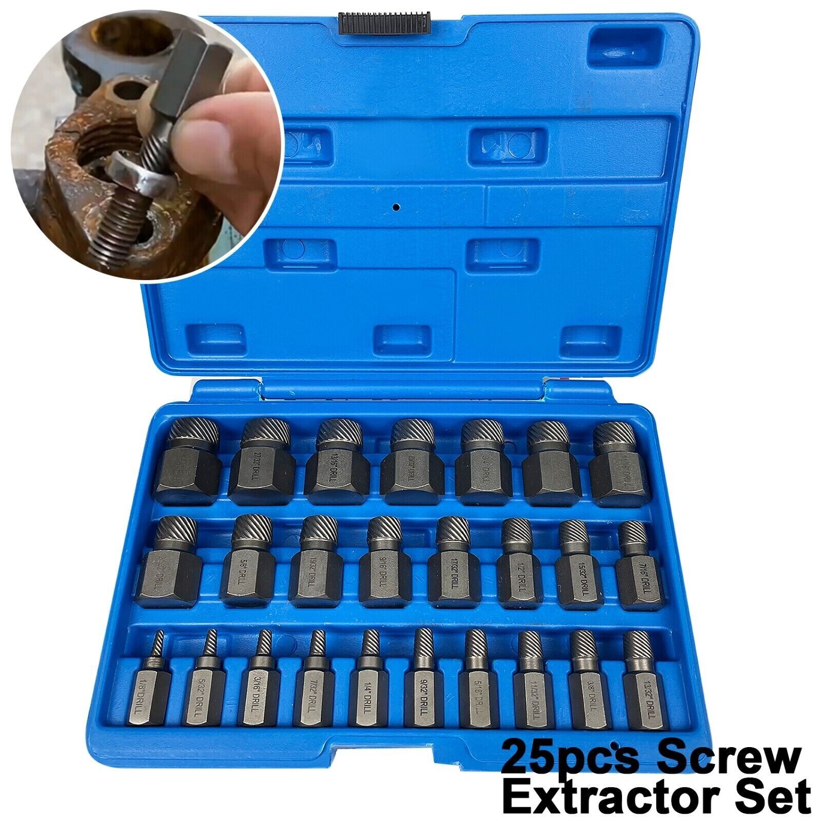 25Pcs Screw Extractor Set Hex Head Multi-Spline Easy Out Bolt Extractor Set CrMo gallery