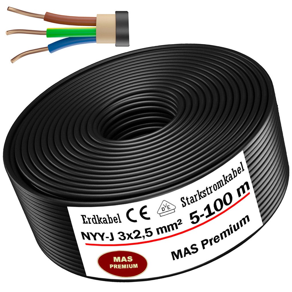 5-100 m underground cable power cable NYY-J 3 x 2.5 mm² electrical cable gallery