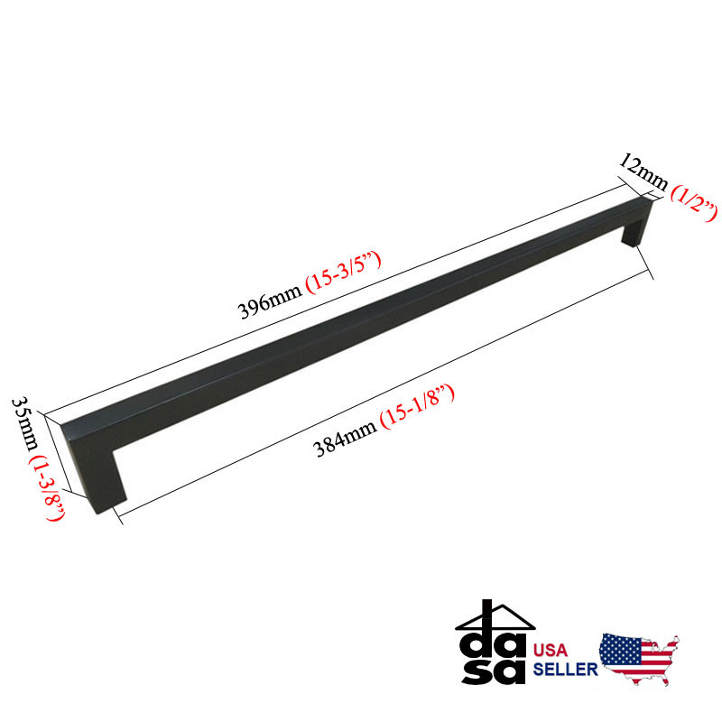 Black Stainless Steel Square Bar Drawer Pulls Cabinet Handles Pulls Ø 1/2" gallery