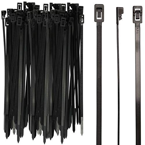 250-Count Reusable 8-inch UV Resistant Nylon Cable Zip Ties, Black gallery