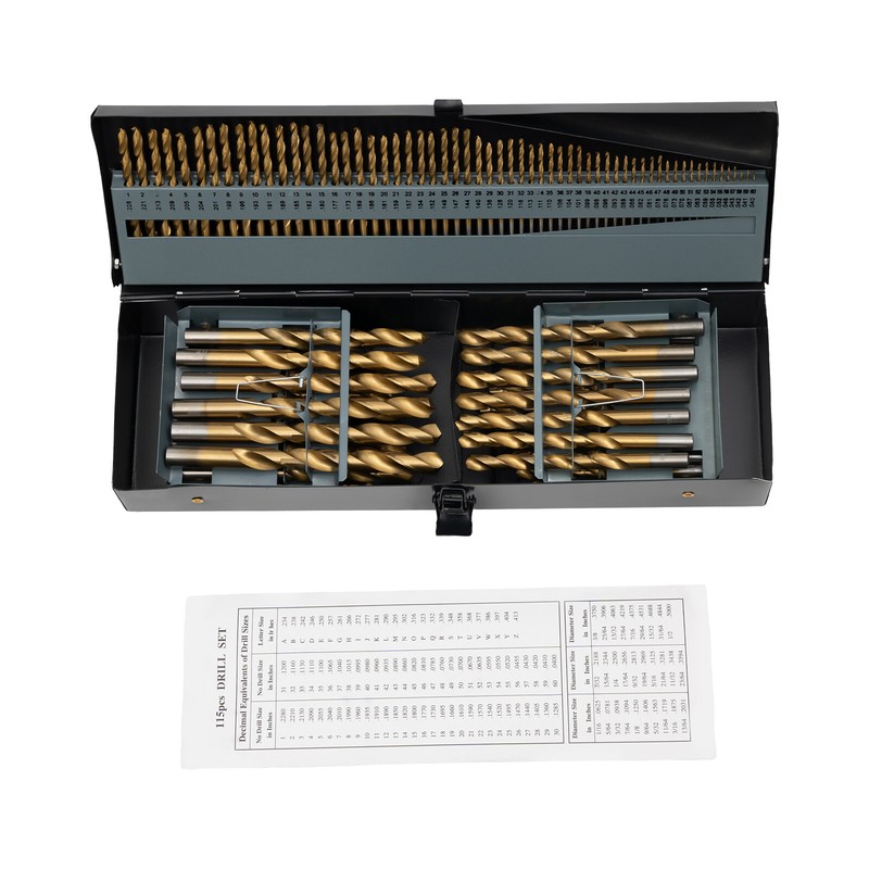 115PCS Drill Bit Set Electric Drill Mount Spiral High Speed Drill Bit Set w/ Box gallery