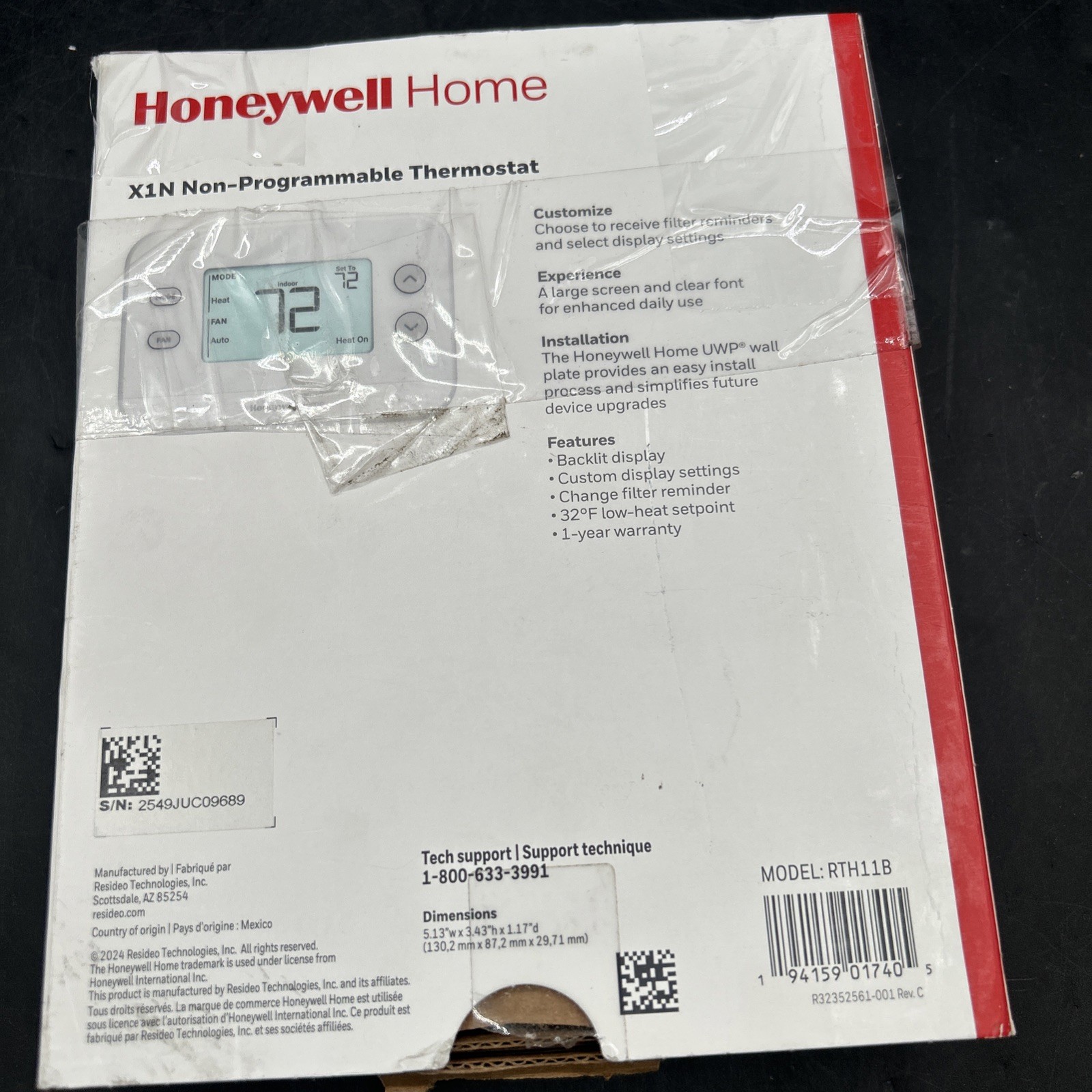 Honeywell Home RTH11B X1N Non-Programmable Thermostat 1H/1C NEW gallery