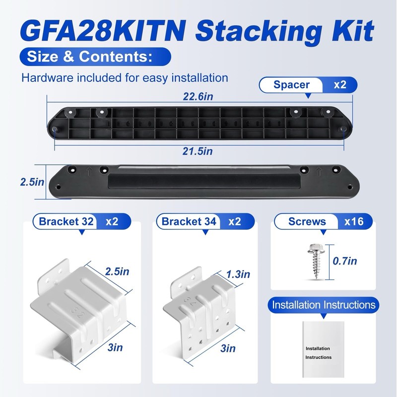 GE 28 in. Washer/Dryer Stack Bracket Kit GFA28KITN - NEW gallery