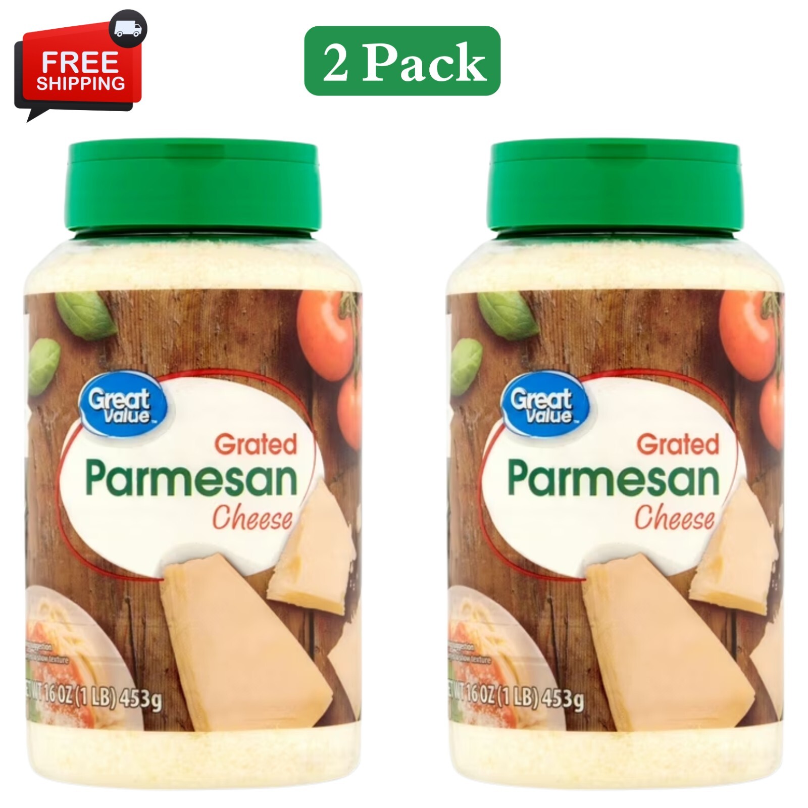 Great Value Grated Parmesan Cheese, 16 oz Each Pack OF 2 Free & Fast Shipping gallery