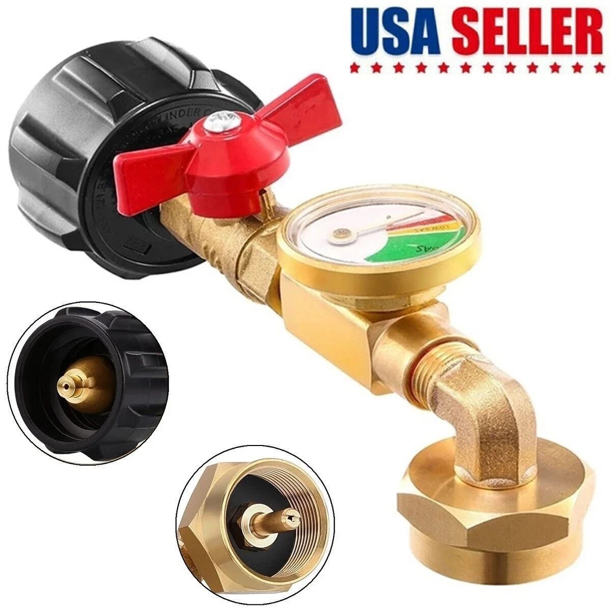 1Lb To 20Lb Tank Propane Refill Adapter With Gauge And ON-Off Control Valve US gallery