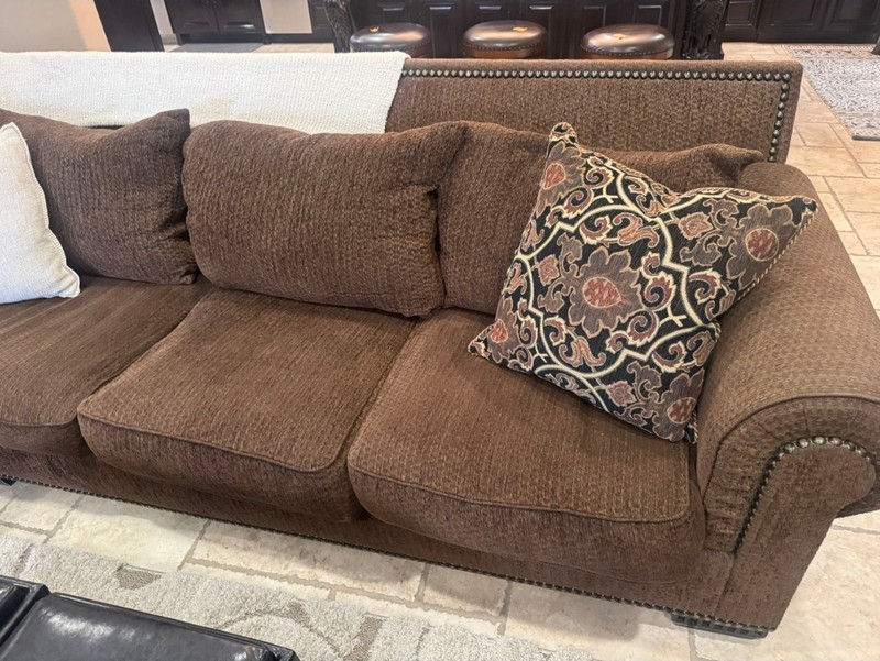Rene Cazares Luxury Down Filled Sectional Sofa Brown Designer Couch MSRP $10K gallery