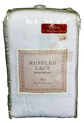 BED BATH & BEYOND Ruffled Lace Twin Bedskirt 15″ Drop White