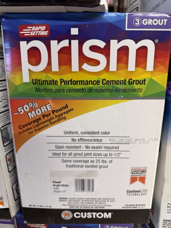 Custom Prism Ultimate Performance Grout Sanded 17 lb NEW CHOICE 11 COLORS gallery