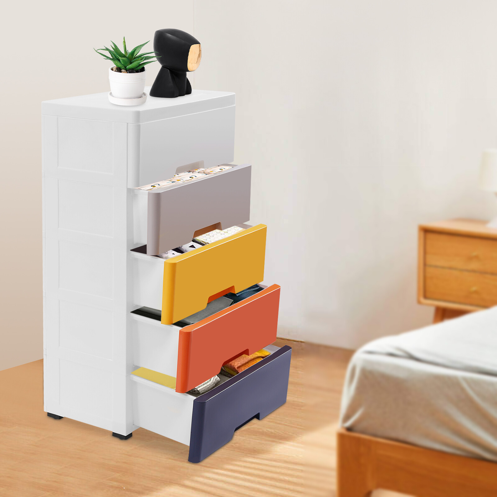 5-Drawer Storage Cabinet, Reinforced Flat Top and Curved Handles,25kg Load gallery
