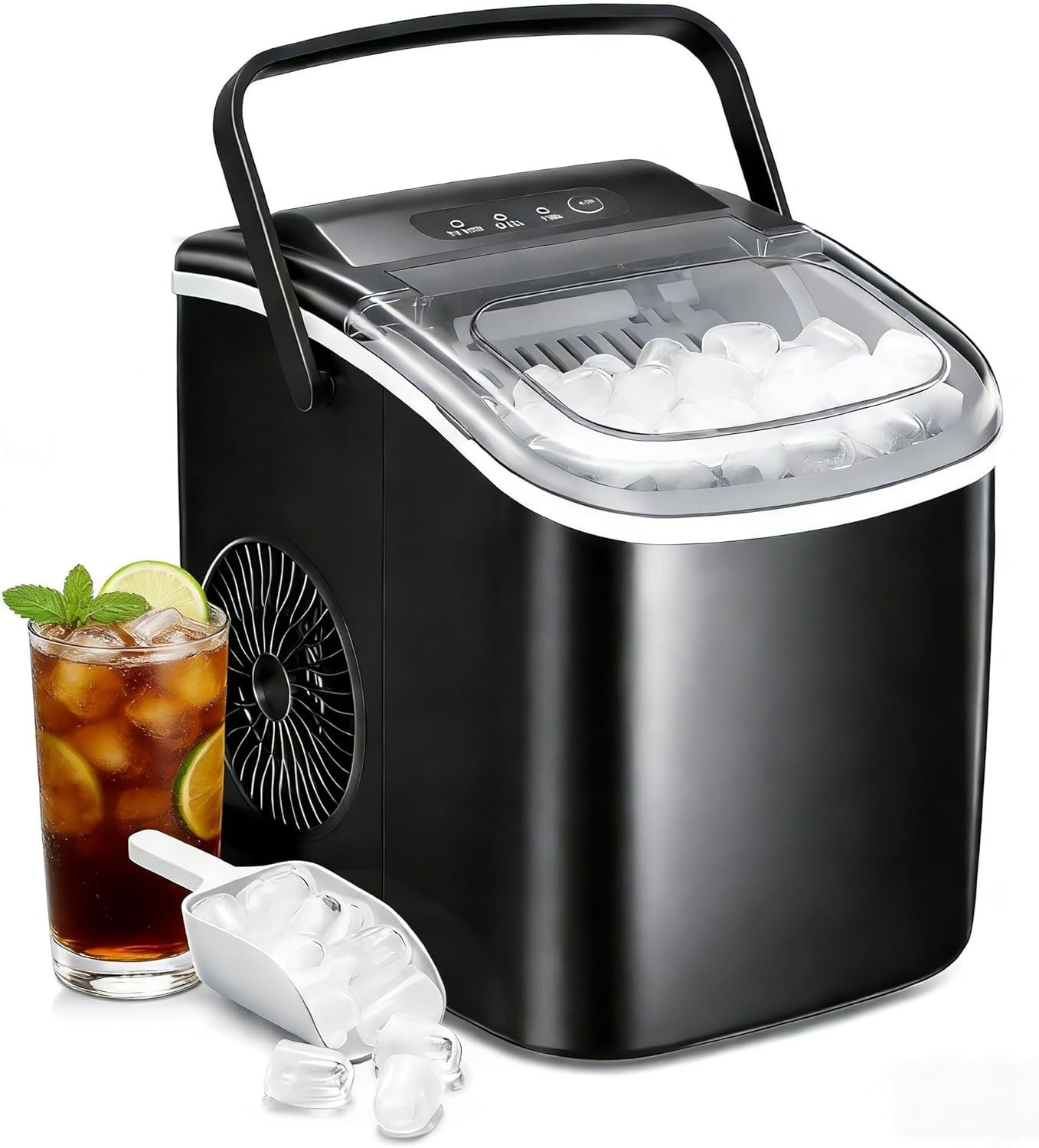 Portable Ice Machine with Carry Handle, 9 Cubes Ready in 6 Mins, 26Lb/24H gallery