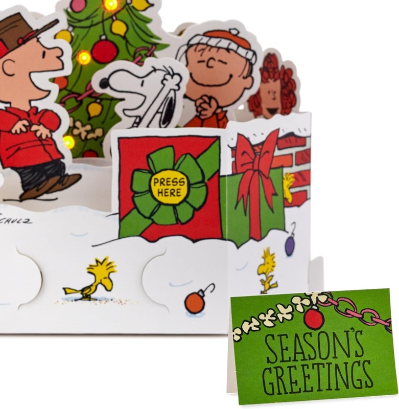 Paper Wonder Peanuts Displayable Pop Up Christmas Card with Light and Sound C... gallery