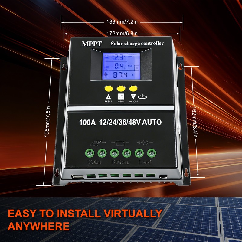 MPPT 100A Solar Charge Controller Tools 12V/24V/36V/48V Battery PV Regulator US gallery