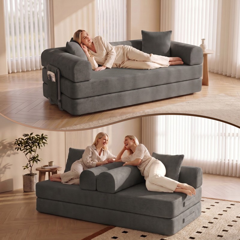 Boneless Couch Cloud Compression Sofa Corduroy Comfy for Living Room No Assembly gallery