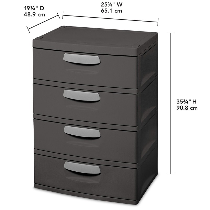 Sterilite 4-Drawer Storage Unit Durable Plastic for Garage, Basement - Dark Gray gallery