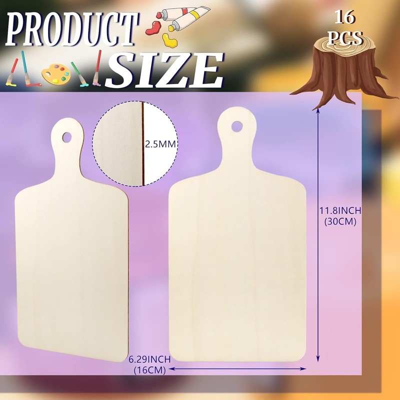Compatible with Various Crafts 16 Pack Unfinished Wooden Cutting Boards with ... gallery