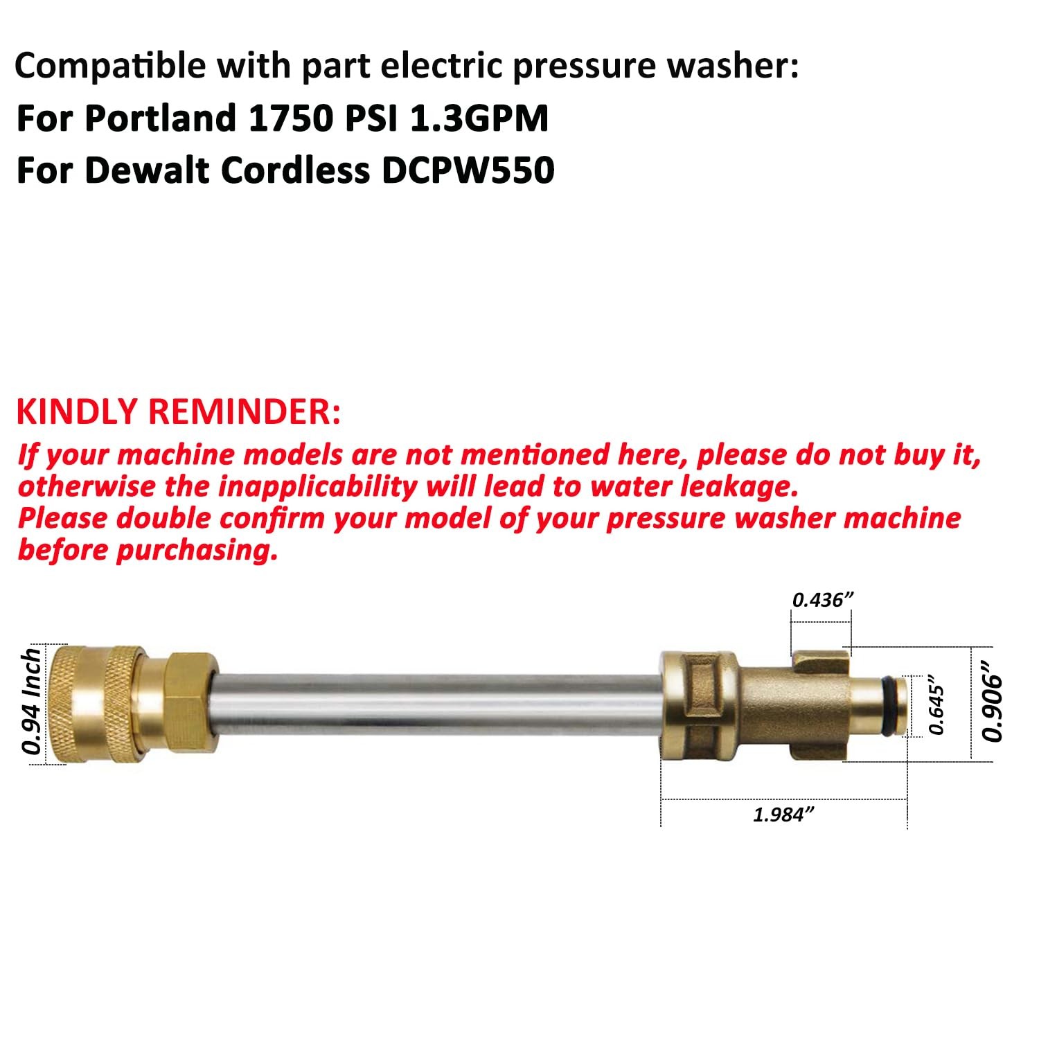 Pressure Washer Gun Adapter 1/4 Quick Connector Wand Fits Portland 1750 gallery