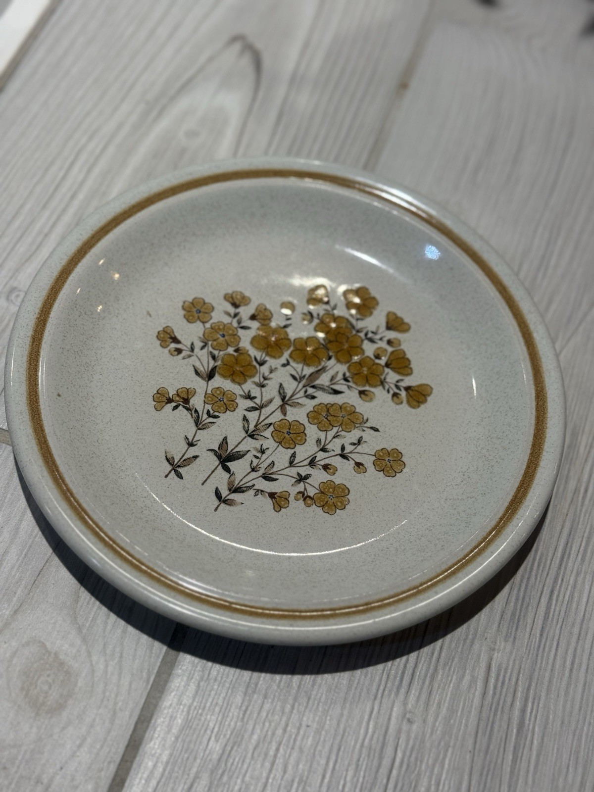 Colorstone Stoneware Floral Round Salad Plate Beige Speckled Yellow Glossy gallery